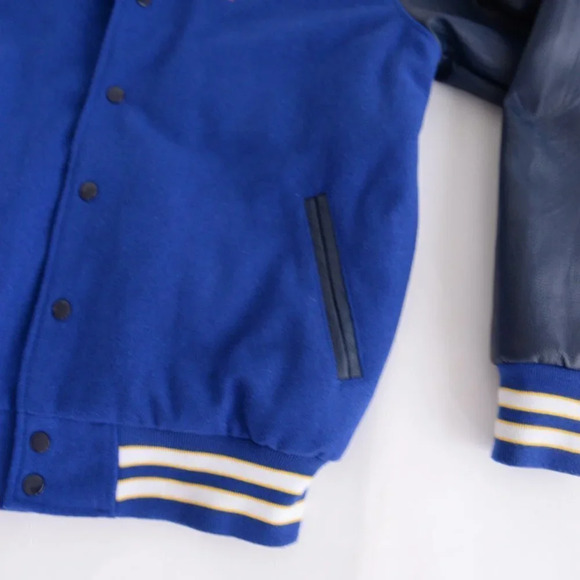 Vintage  Varsity Navy Spirit Cheer 15% Wool Button Down Varsity Bomber Jacket S - Picture 6 of 12